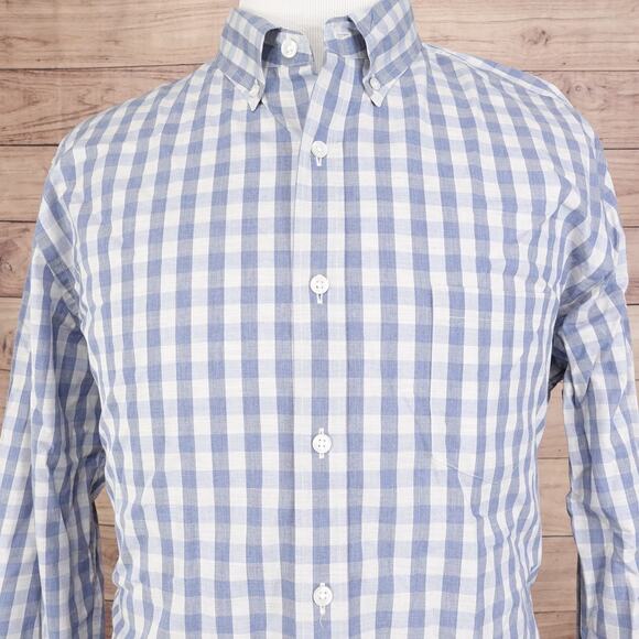 J CREW SLIM FIT BLUE CHECK LONG SLEEVE BUTTON DOWN SHIRT MENS SIZE XL - Picture 1 of 6
